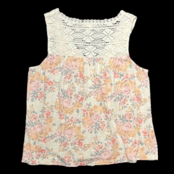Lucky Brand Crochet Lace Floral Tank Top - Size Medium - Picture 5 of 9